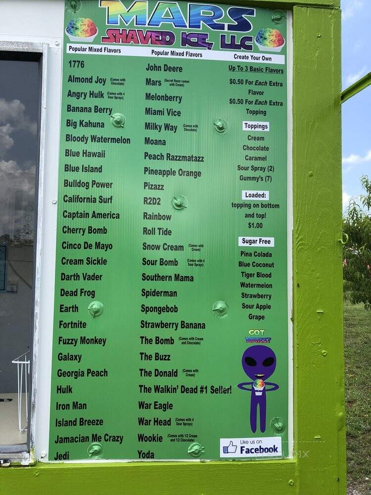 Mars Shaved Ice - Centre, AL menu_pic