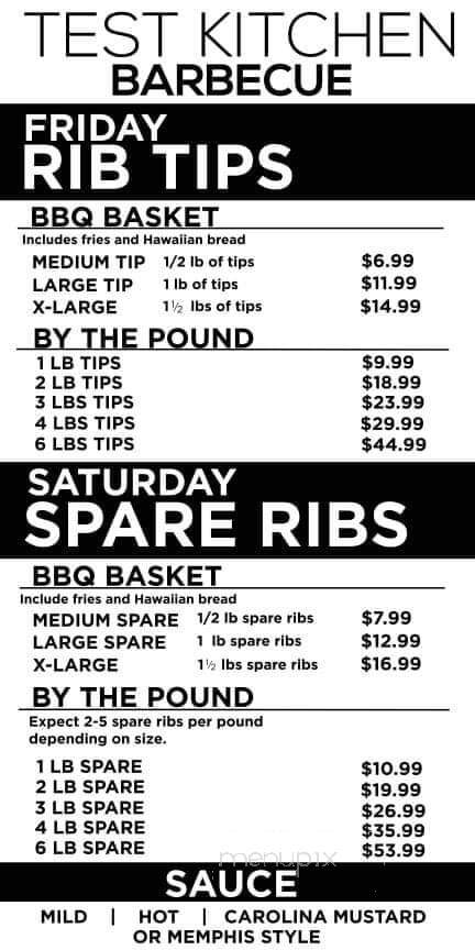 Test Kitchen BBQ - Waukegan, IL menu_pic