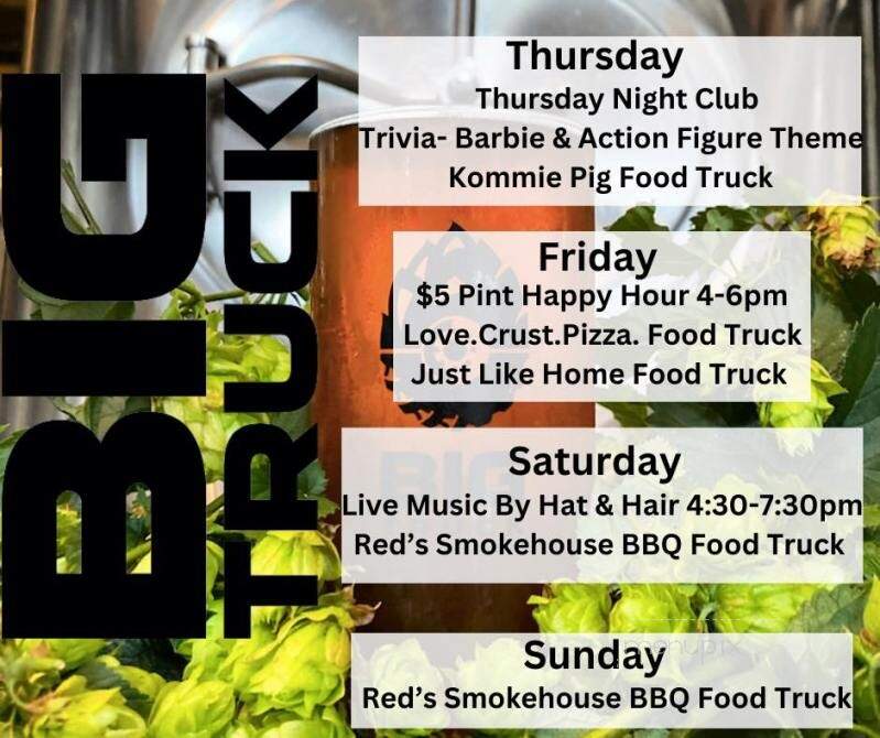 Big Truck Farm and Brewery - Parkton, MD menu_pic