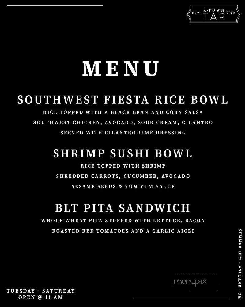 A-Town Tap - Ashland, OH menu_pic