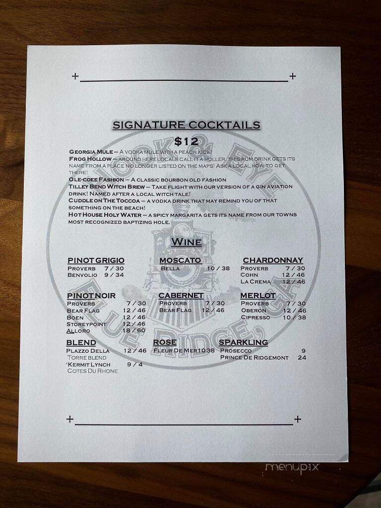 Hook and Eye - Blue Ridge, GA menu_pic