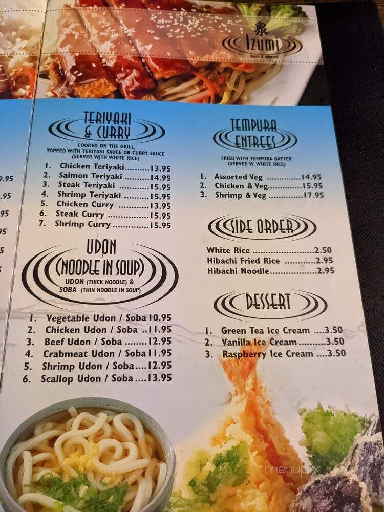Izumi Sushi - Jamestown, ND menu_pic