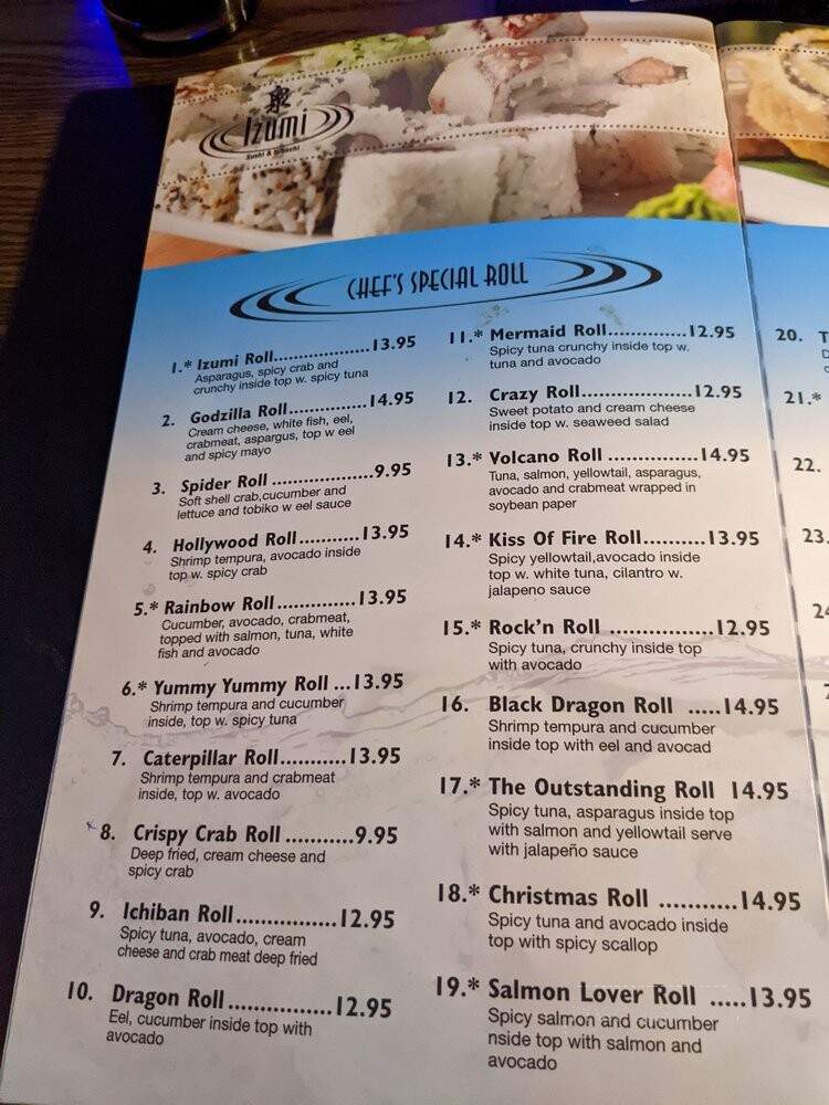 Izumi Sushi - Jamestown, ND menu_pic