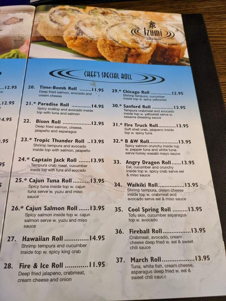 Izumi Sushi - Jamestown, ND menu_pic