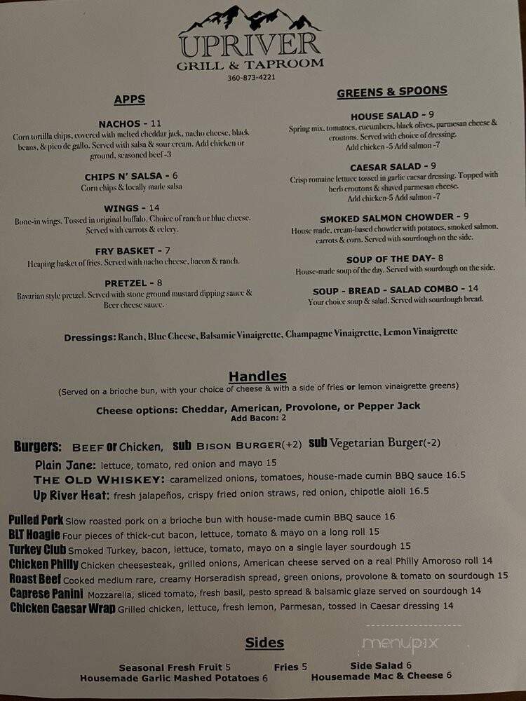 Upriver Grill & Taproom - Marblemount, WA menu_pic