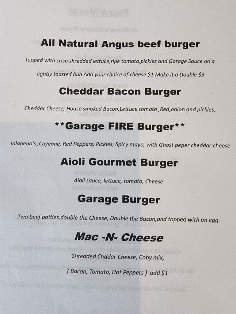 No. 4 Social Garage - Seneca, IL menu_pic