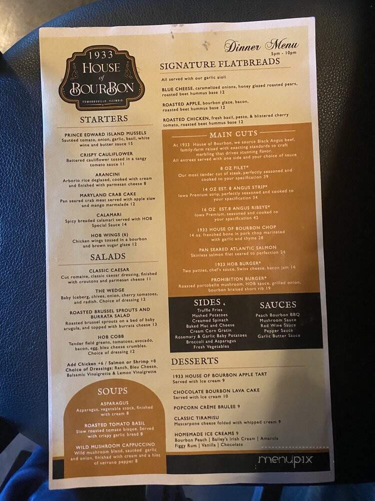 1933 House of Bourbon - Edwardsville, IL menu_pic