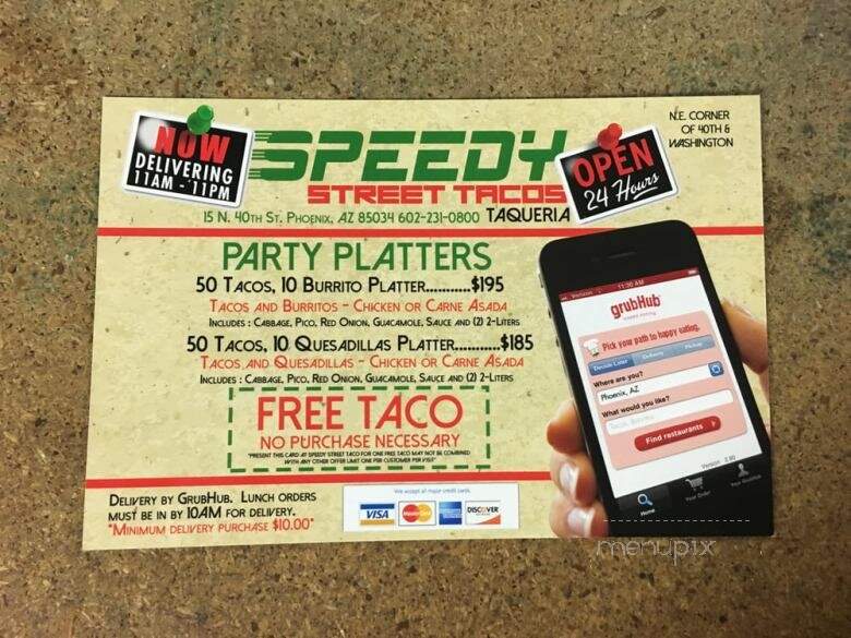 Speedy Street Tacos - Phoenix, AZ menu_pic