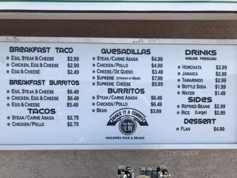 Speedy Street Tacos - Phoenix, AZ menu_pic