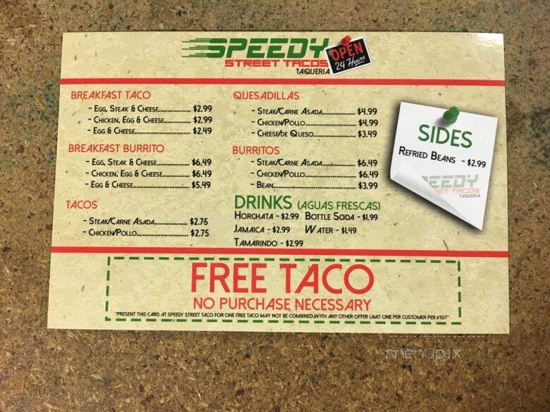 Speedy Street Tacos - Phoenix, AZ menu_pic