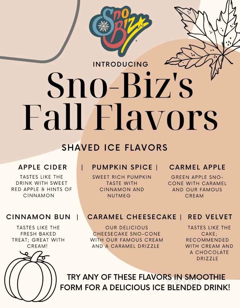Sno-Biz - Albemarle, NC menu_pic