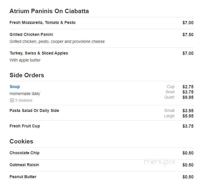 Atrium Restaurant - Kingston, PA menu_pic