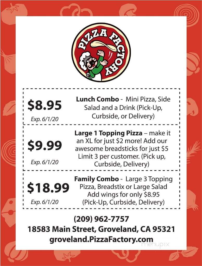 Pizza Factory - Groveland, CA menu_pic