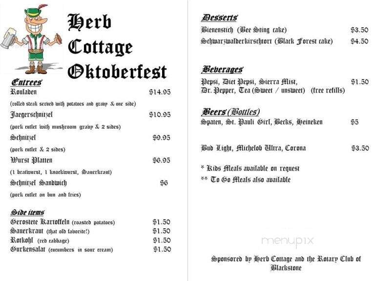 Blackstone Herb Cottage - Blackstone, VA menu_pic