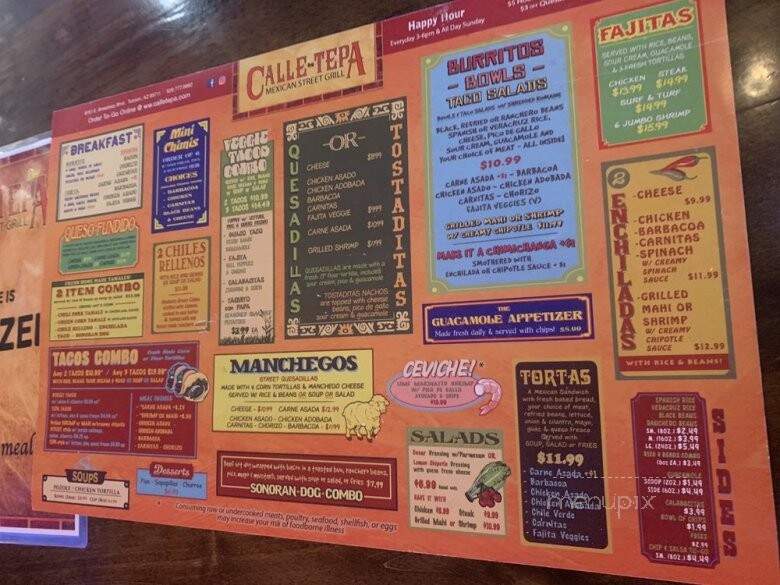 Calle Tepa - Tucson, AZ menu_pic