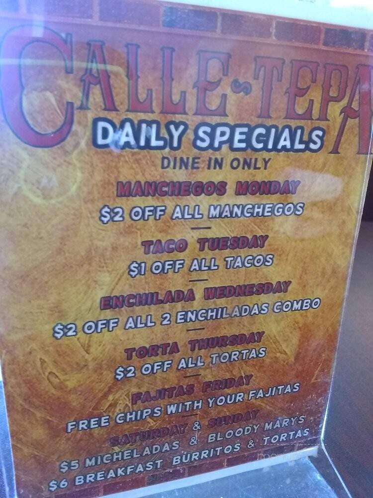 Calle Tepa - Tucson, AZ menu_pic