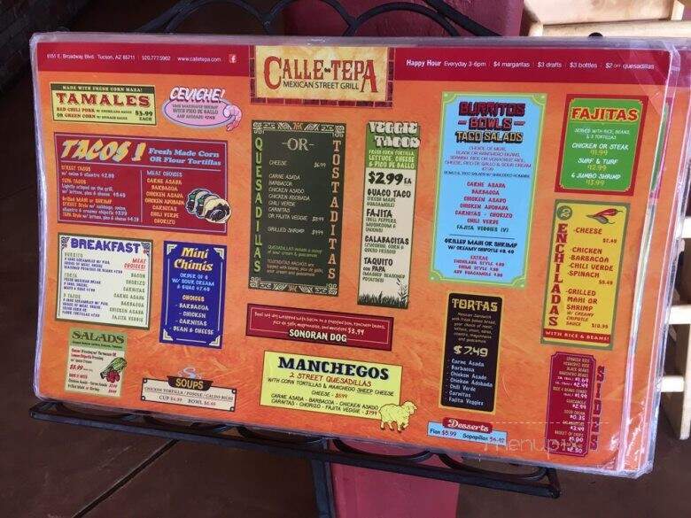 Calle Tepa - Tucson, AZ menu_pic