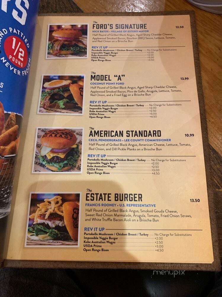 Ford's Garage - Estero, FL menu_pic