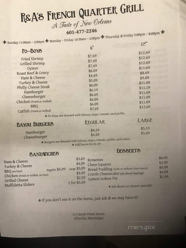 French Quarter Grill - Ellisville, MS menu_pic