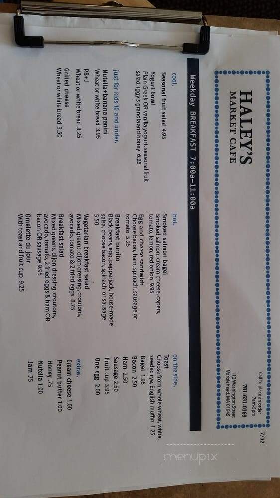 Haley's Market Cafe - Marblehead, MA menu_pic