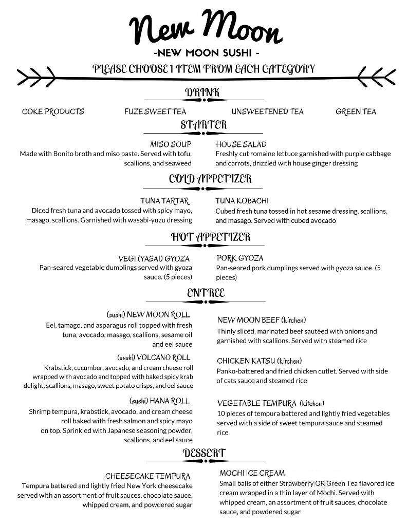 New Moon Sushi - Lakeland, FL menu_pic