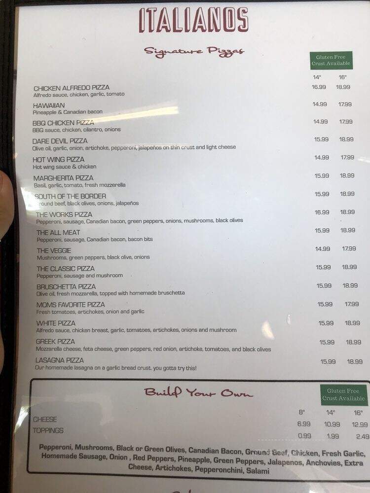 Italianos - El Centro, CA menu_pic
