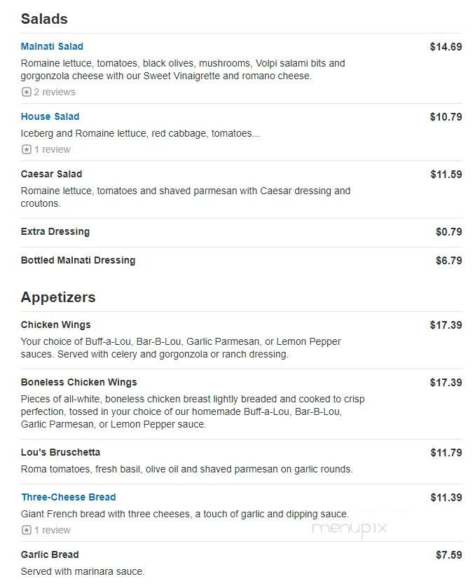 Lou Malnati's Pizzeria - Oswego, IL menu_pic