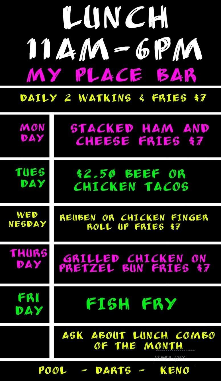 My Place Bar and Grill - Wyandotte, MI menu_pic