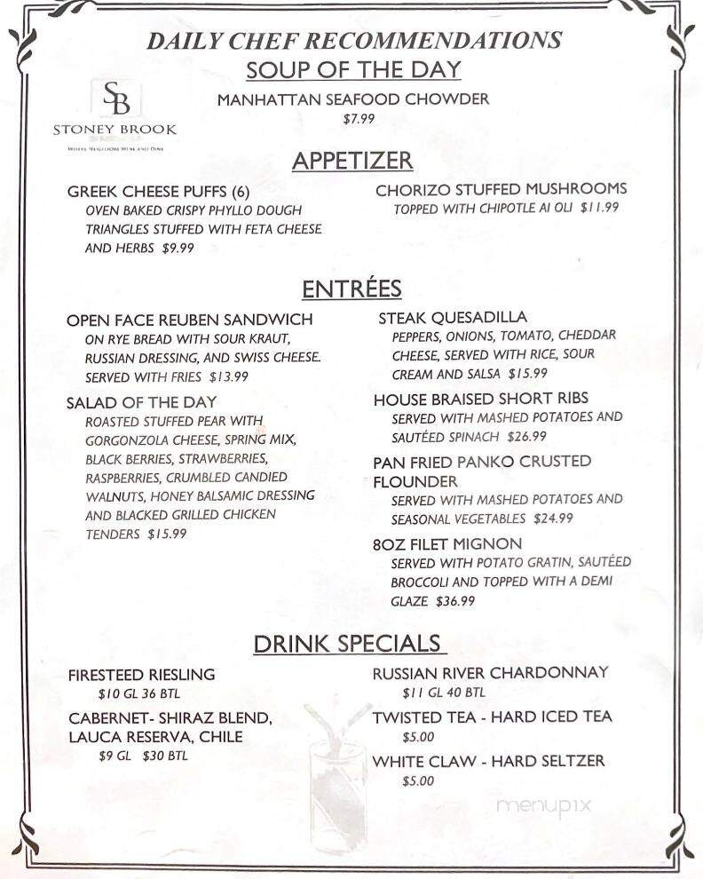 Stony Brook Grill - North Branch, NJ menu_pic