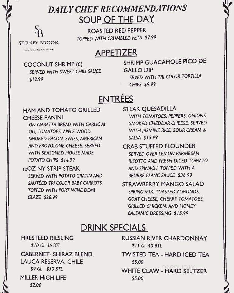 Stony Brook Grill - North Branch, NJ menu_pic