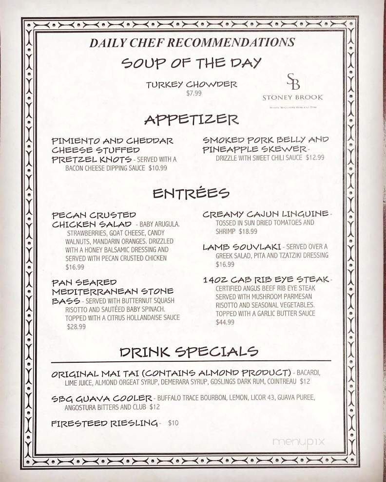 Stony Brook Grill - North Branch, NJ menu_pic