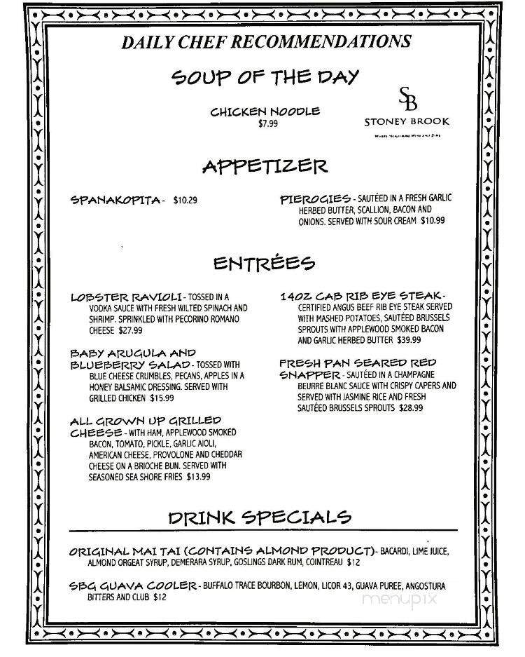 Stony Brook Grill - North Branch, NJ menu_pic