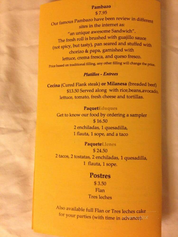 Fiesta Mexicana - Rosedale, MD menu_pic
