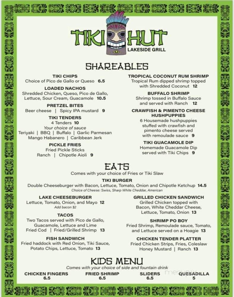 The Tiki Hut - Seneca, SC menu_pic