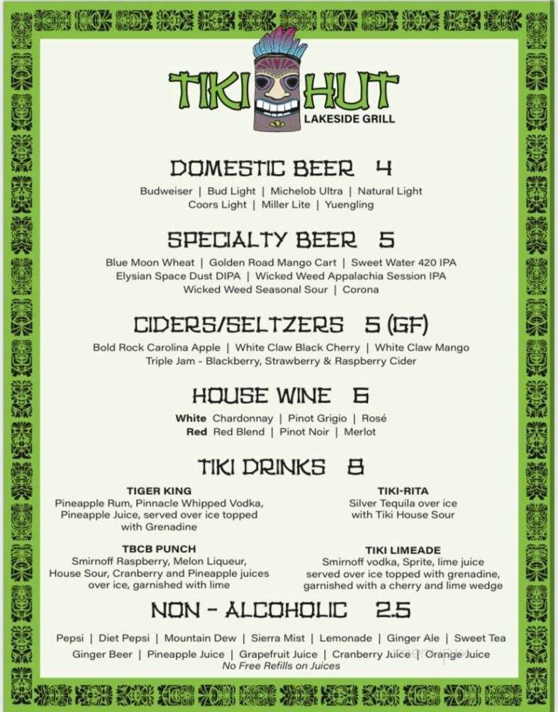 The Tiki Hut - Seneca, SC menu_pic