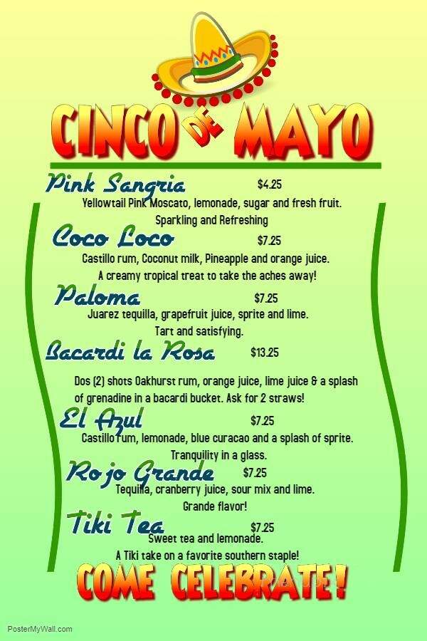 The Tiki Hut - Seneca, SC menu_pic