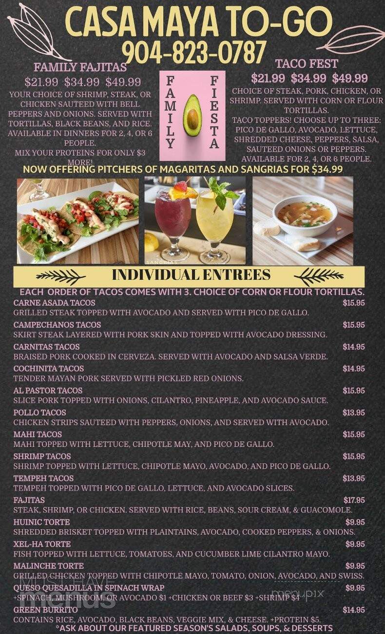 Casa Maya - St Augustine, FL menu_pic