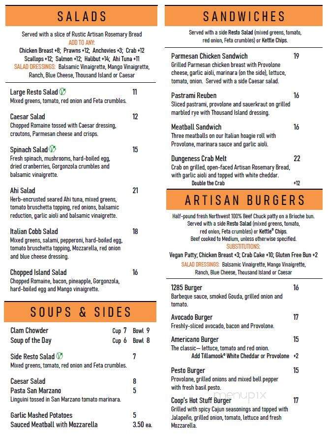 1285 Resto Bar - Florence, OR menu_pic