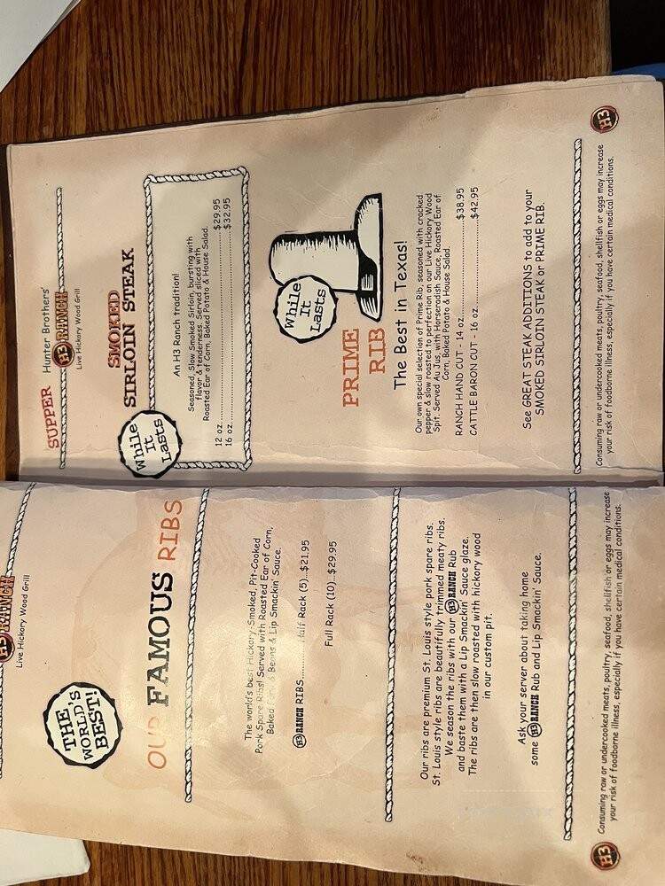 H3 Ranch - Fort Worth, TX menu_pic