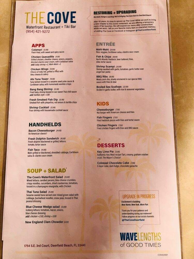 Cove Restaurant & Lounge - Deerfield Beach, FL menu_pic