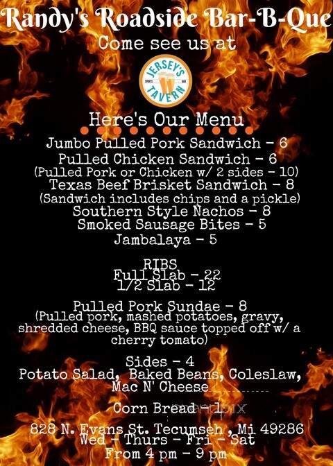 Randy's Roadside Bar-B-Que - Onsted, MI menu_pic