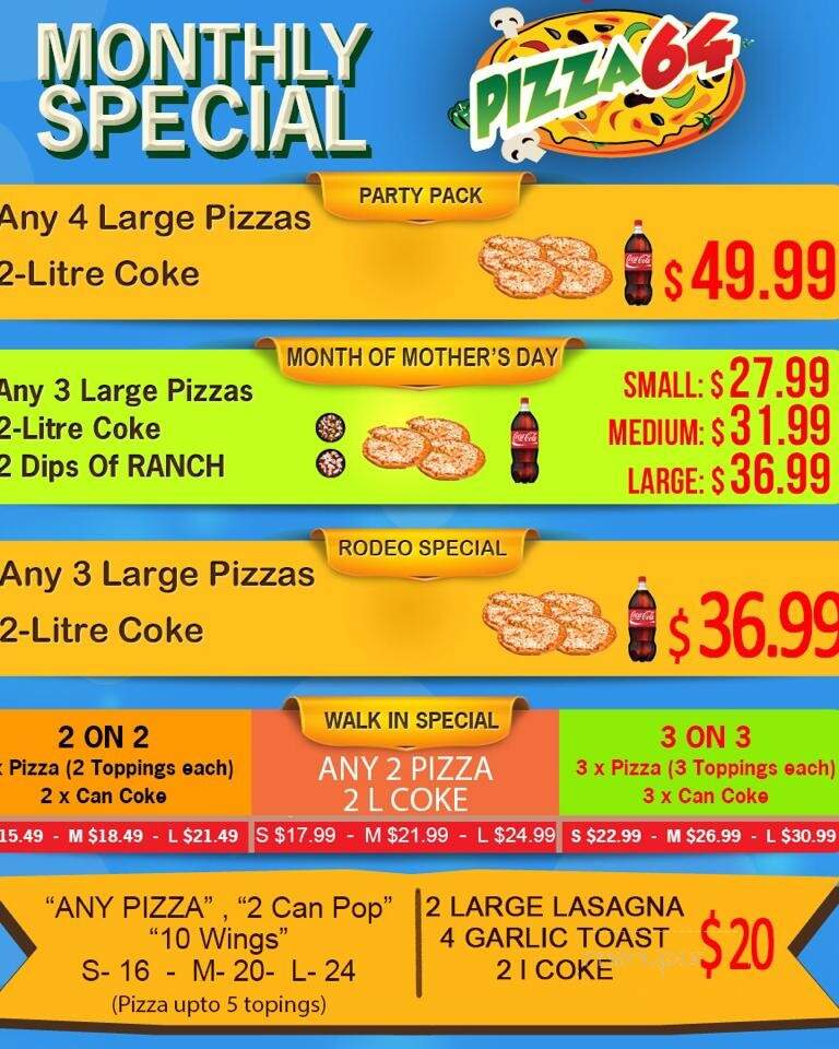 Pizza 64 - Surrey, BC menu_pic