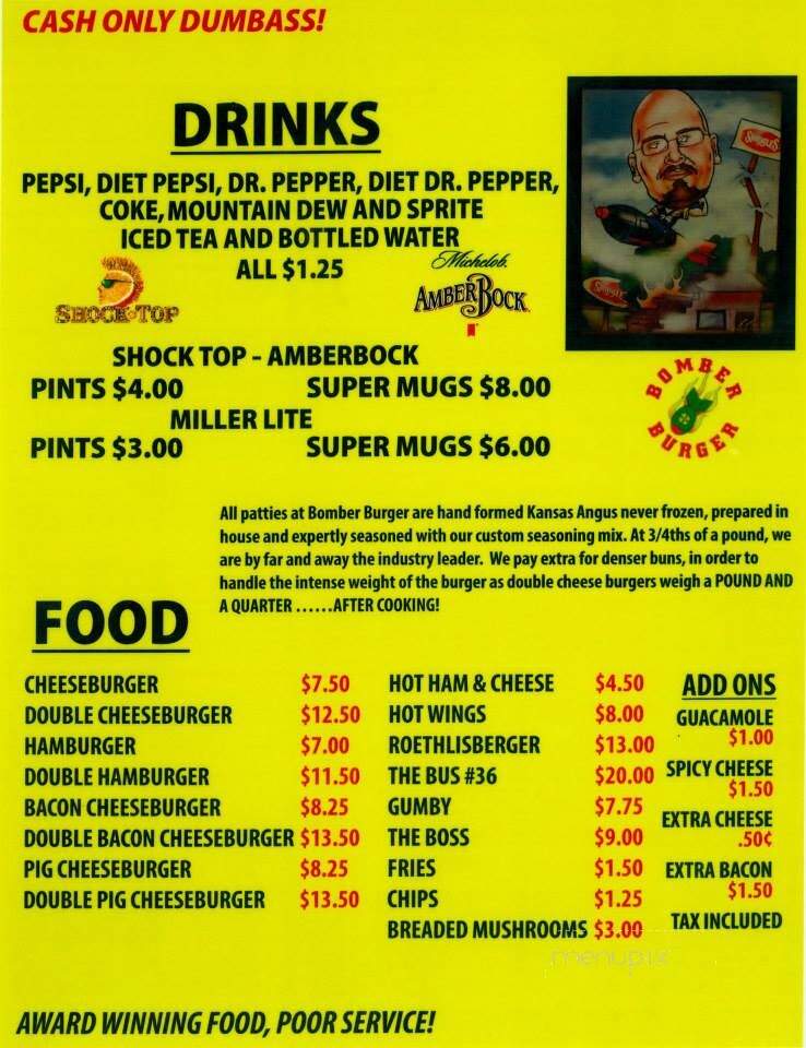 Bomber Burger - Wichita, KS menu_pic