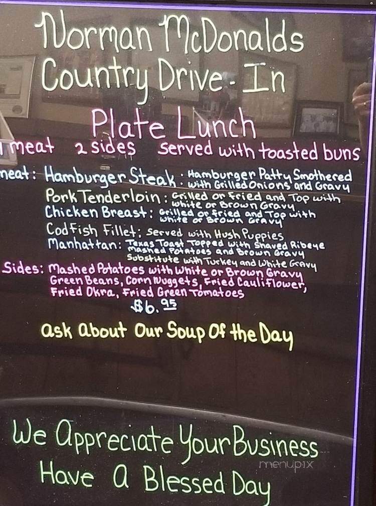 Norman Country Restaurant - Philpot, KY menu_pic