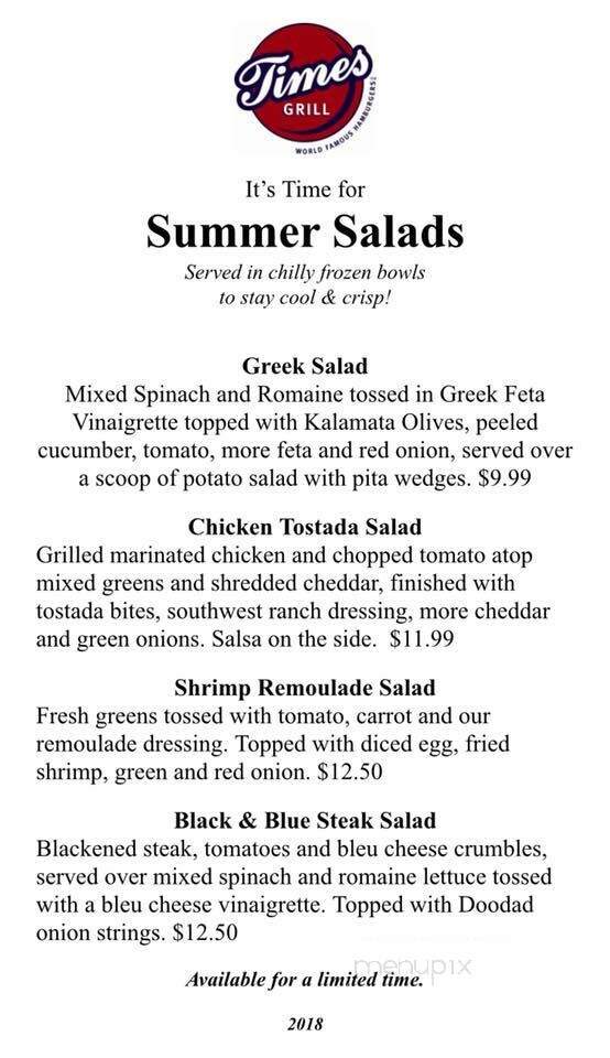 Times Bar & Grill - Mandeville, LA menu_pic