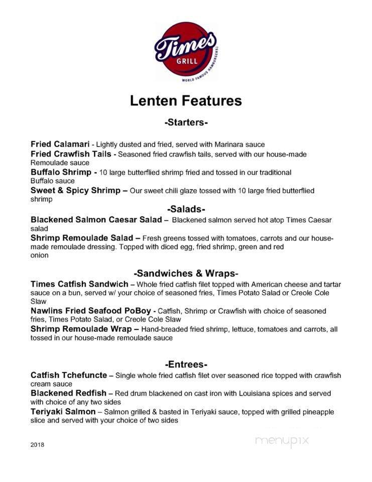 Times Bar & Grill - Mandeville, LA menu_pic