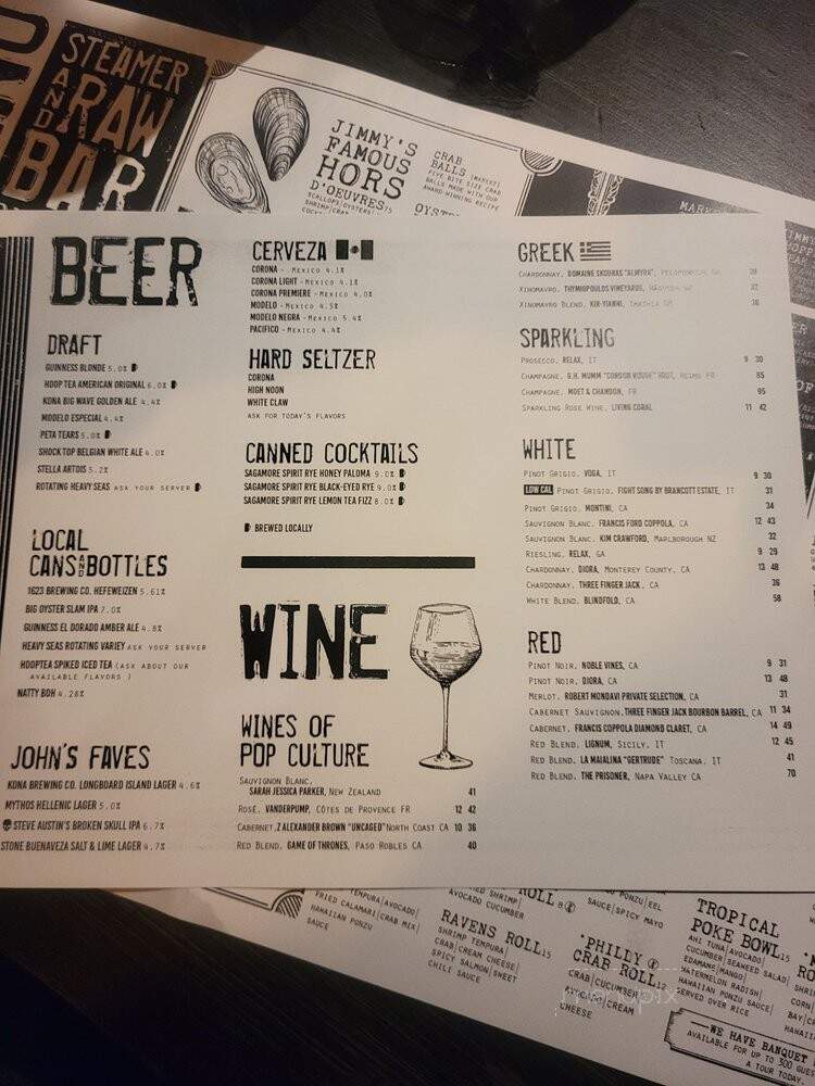 Jimmy's Famous Seafood - Baltimore, MD menu_pic