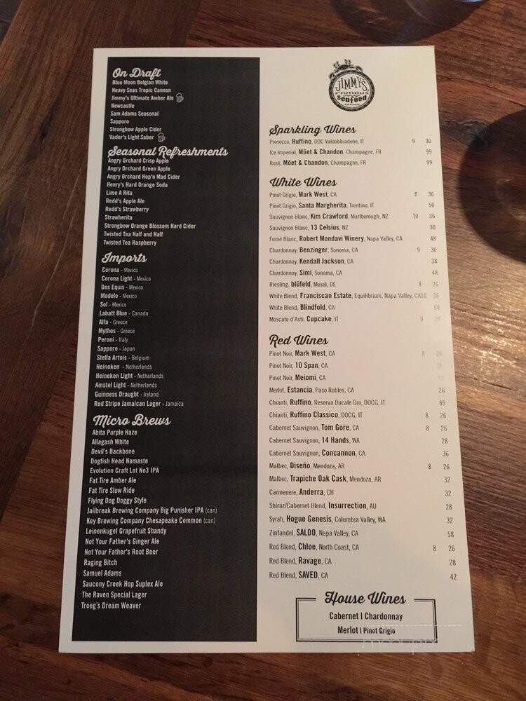 Jimmy's Famous Seafood - Baltimore, MD menu_pic