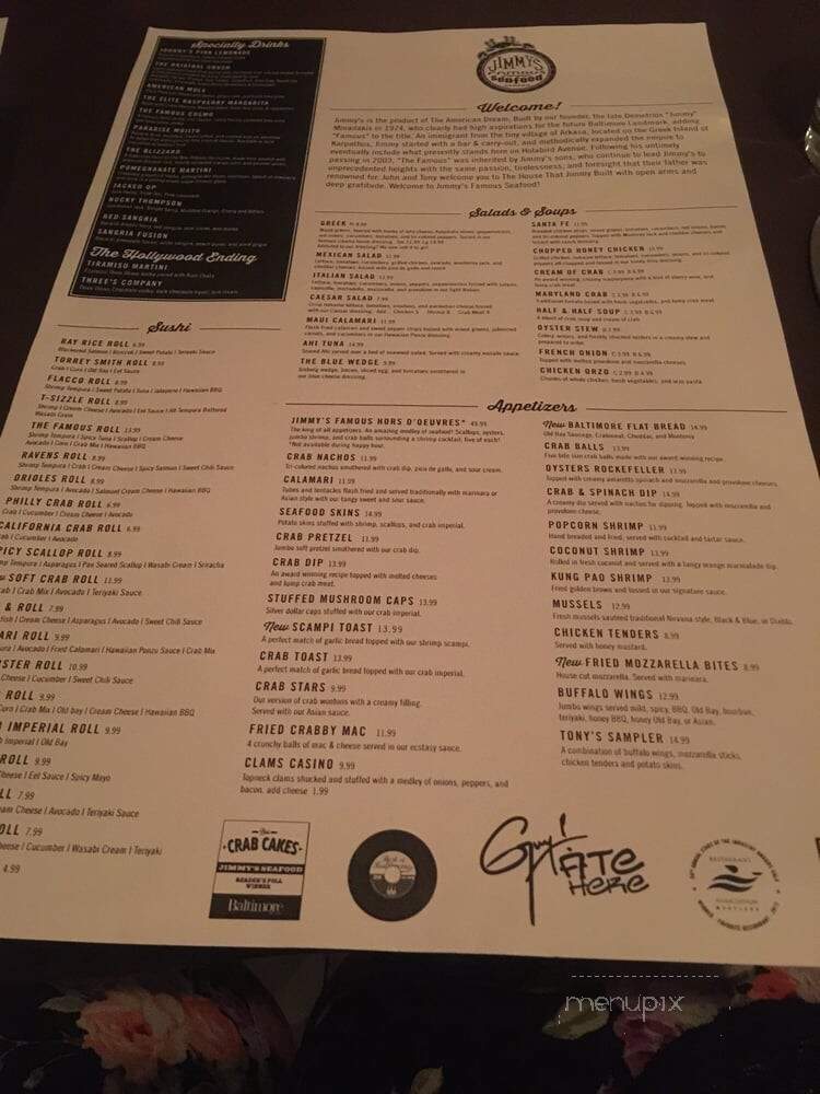 Jimmy's Famous Seafood - Baltimore, MD menu_pic