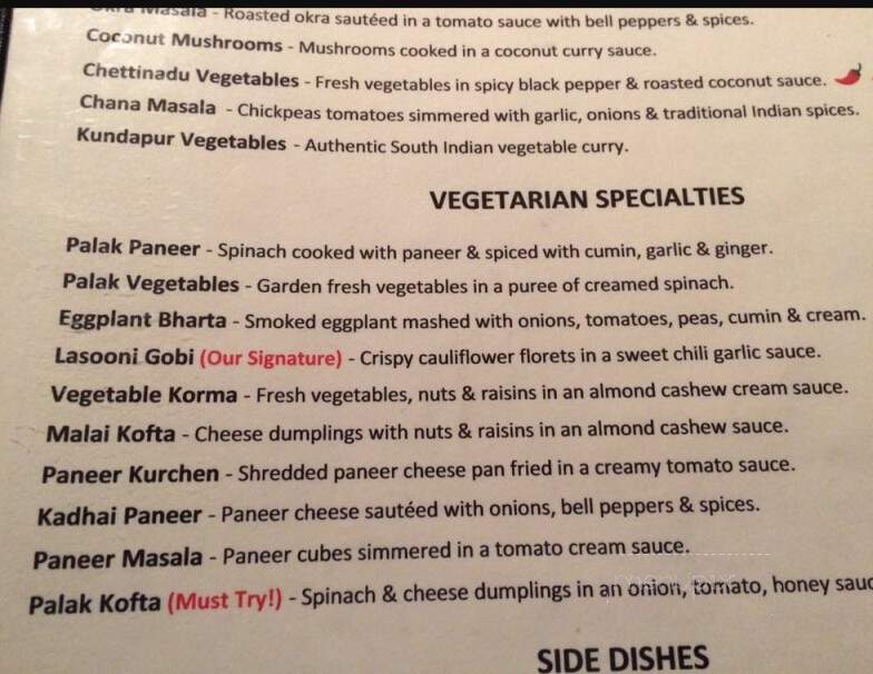 Bombay Bar & Grill - Lee, MA menu_pic